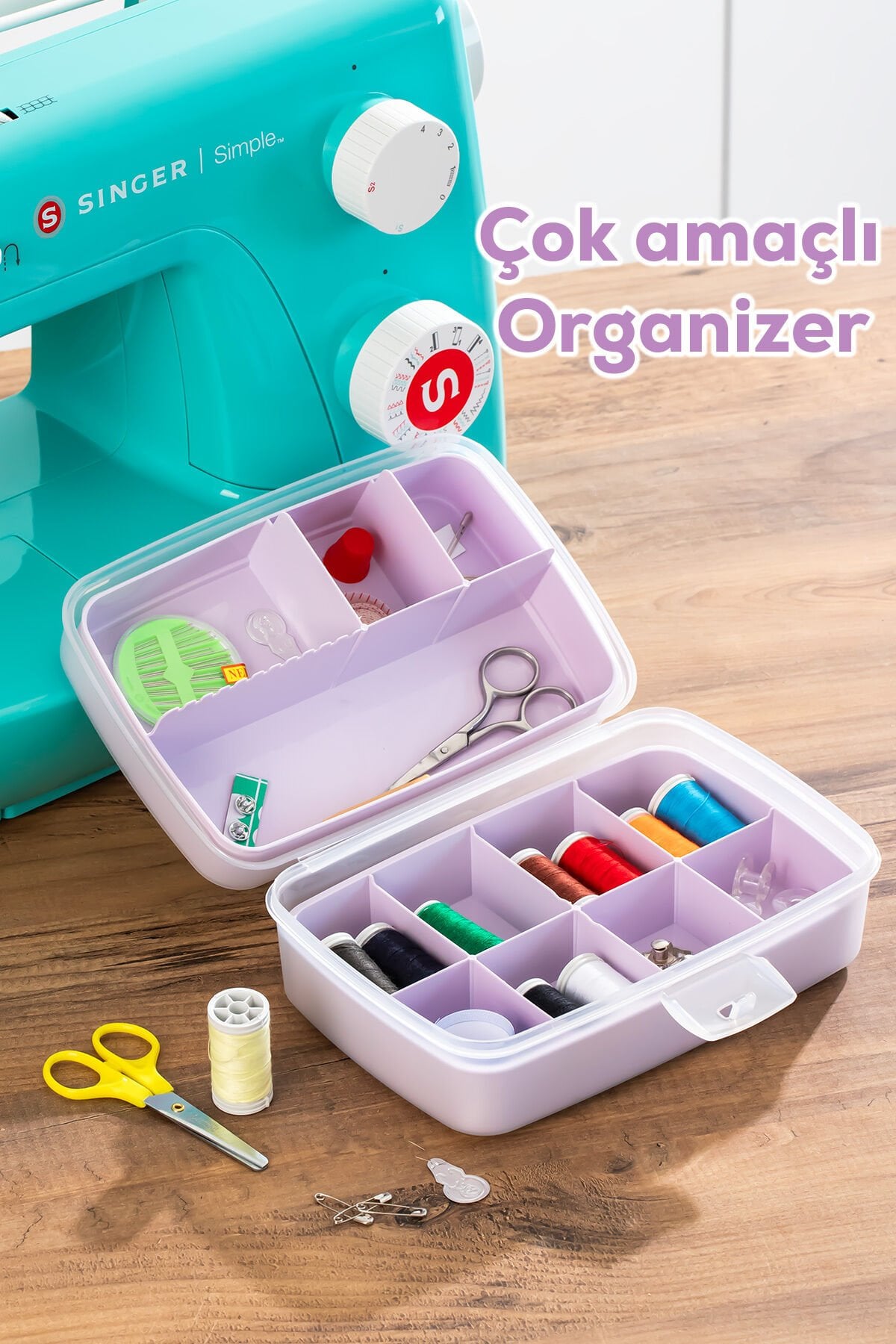 Porsima 1192-3 Premium 12 Bölmeli Çok Amaçlı Organizer Saklama Kabı Lila
