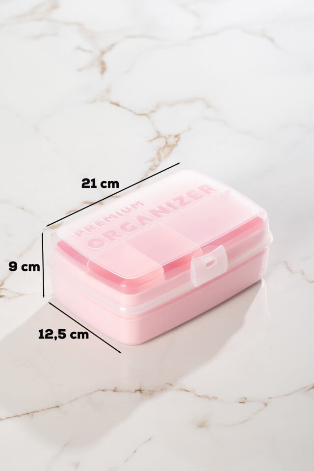 Porsima 1192-2 Premium 12 Bölmeli Çok Amaçlı Organizer Saklama Kabı Pembe