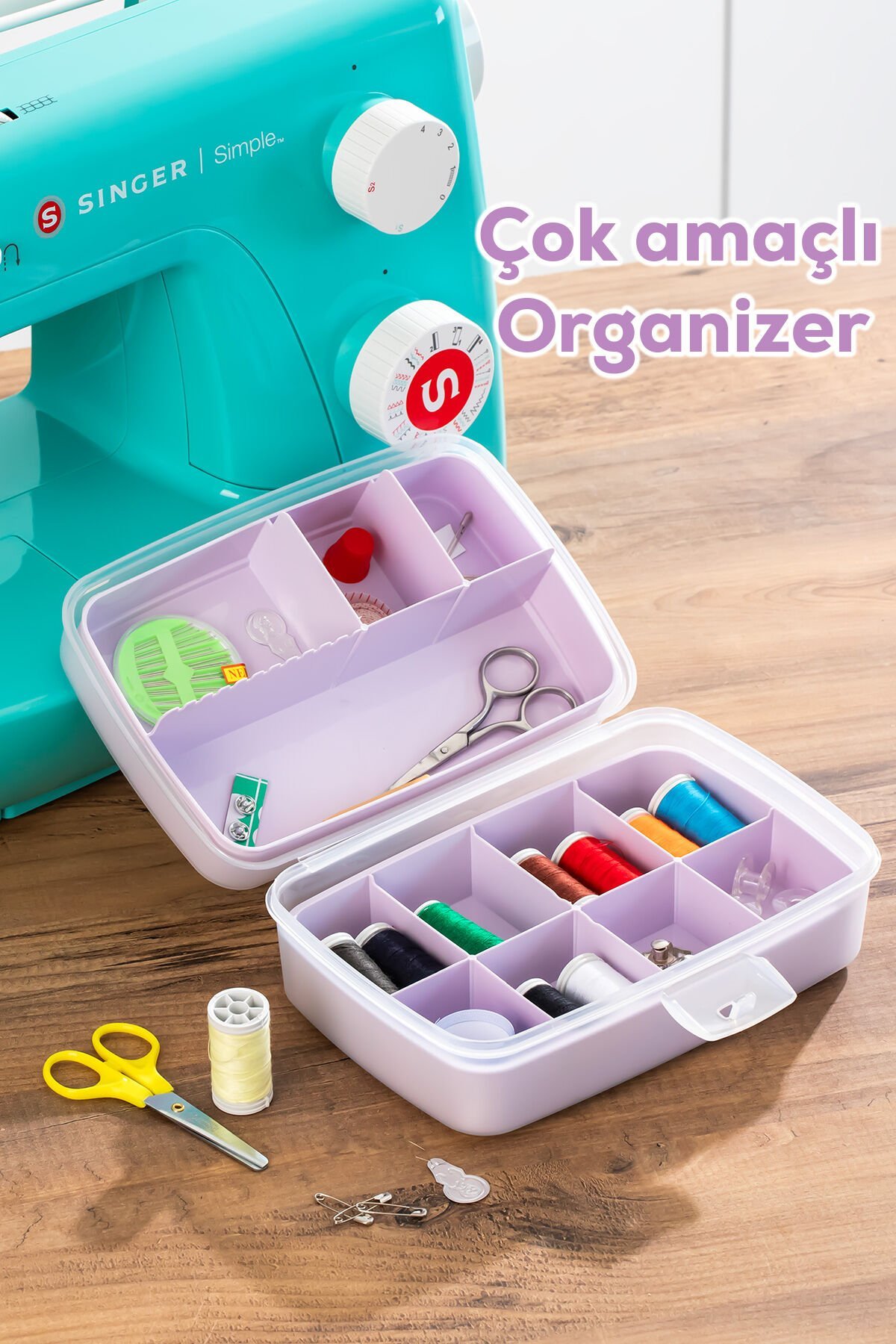 Porsima 1192-3 Premium 12 Bölmeli Çok Amaçlı Organizer Saklama Kabı Lila