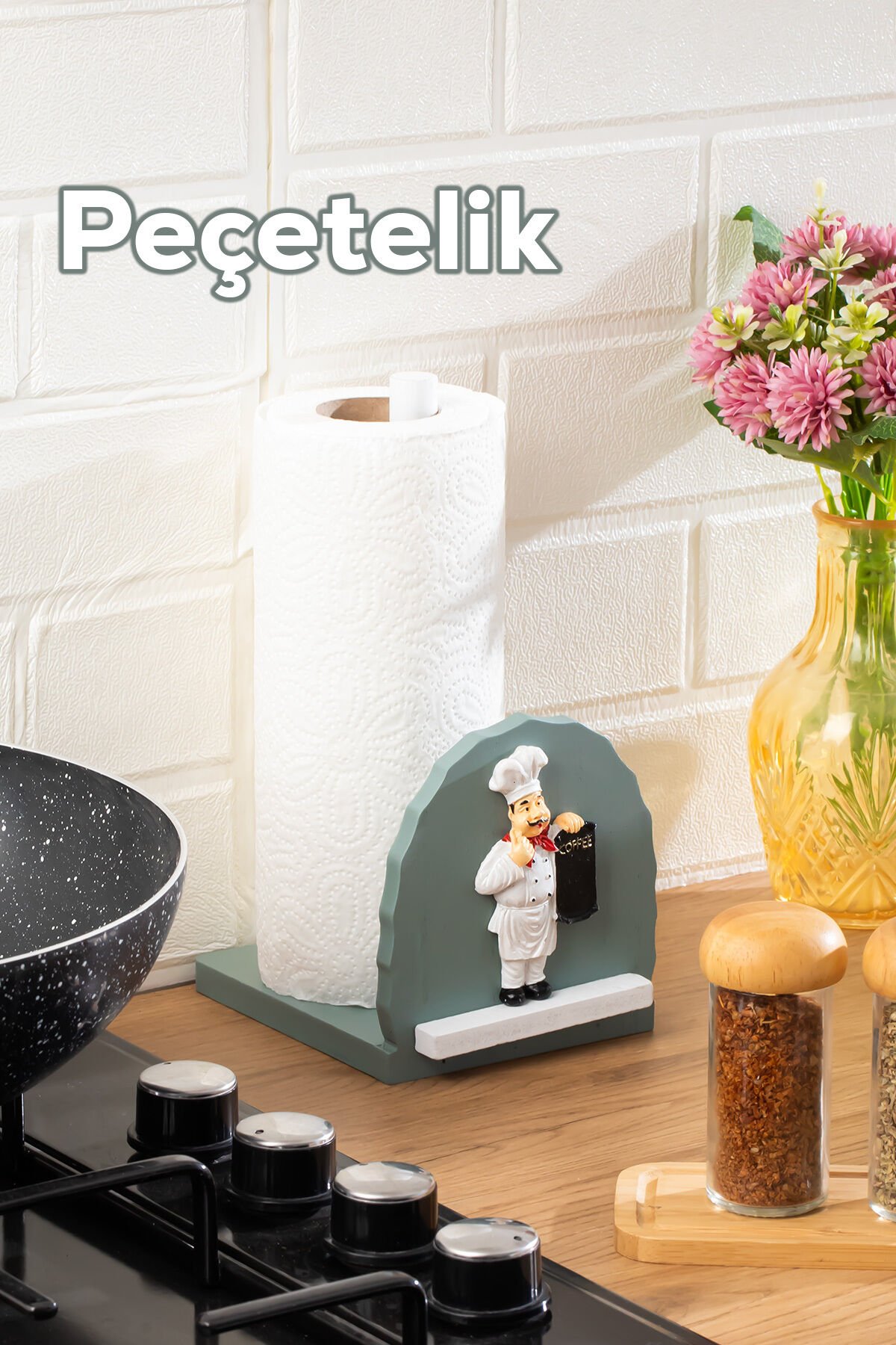 Porsima 2068 Ahşap Dekoratif Kağıt Havluluk Masa Üstü Havlu Kağıtlık Peçetelik 25x14x12cm