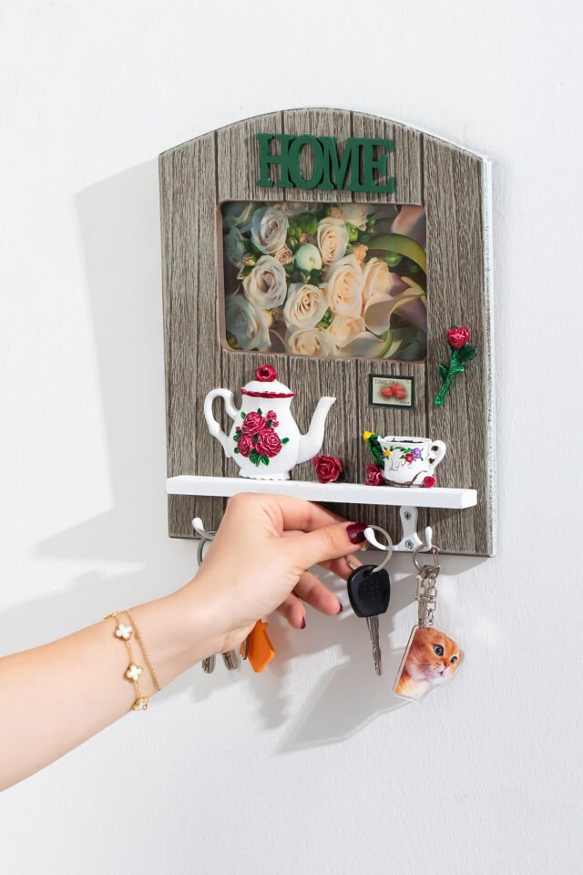 Porsima 2070 Duvara Montajlı Dekoratif Anahtarlık - Duvar Askılı Anahtar Düzenleyici 22X26,5cm