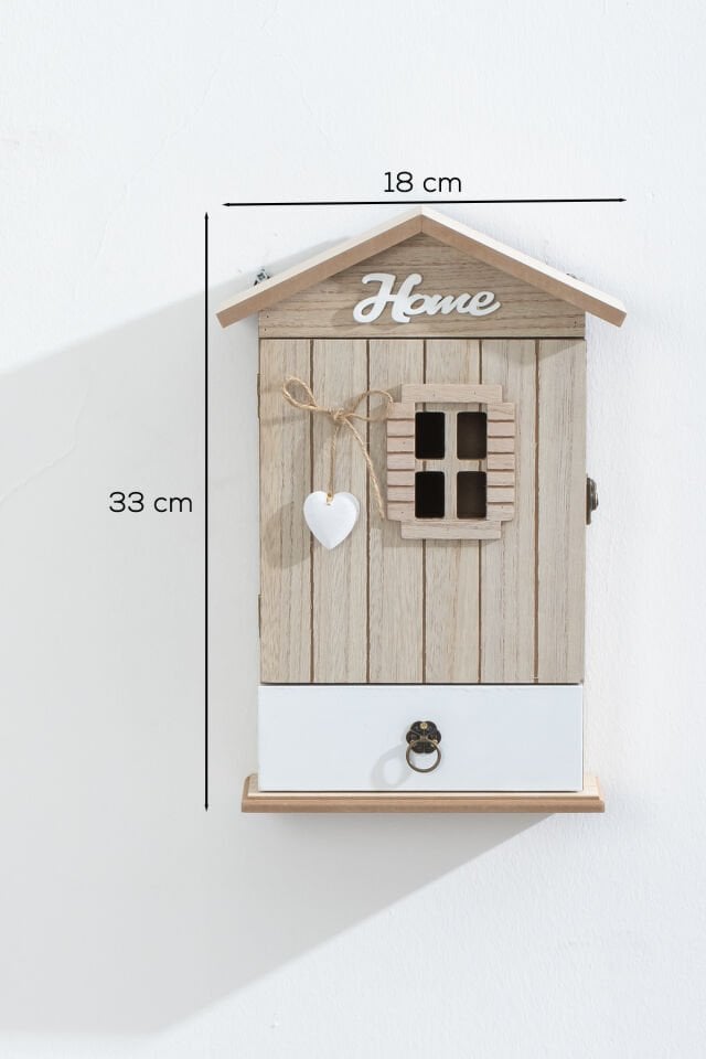 Porsima 2071 Duvara Montajlı Çekmeceli Dekoratif Anahtarlık Dolabı - Duvar Askılı Anahtar Saklama Kabini 18X33cm