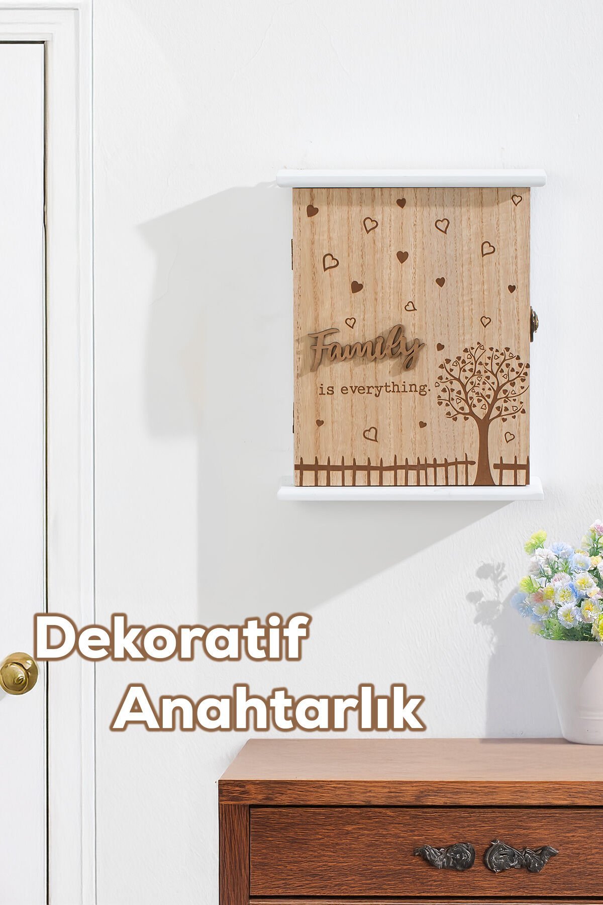 Porsima 2072 Duvara Montajlı Dekoratif Anahtarlık Dolabı - Duvar Askılı Anahtar Saklama Kabini 18,5X25,5cm