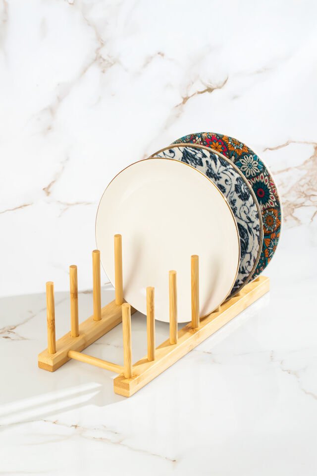 Porsima 2077 Mutfak Organizeri Ahşap Mutfak Düzenleyici Ahşap Tabaklık Ahşap Bardaklık Tabak Standı Ahşap 29x12cm