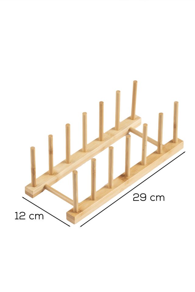 Porsima 2077 Mutfak Organizeri Ahşap Mutfak Düzenleyici Ahşap Tabaklık Ahşap Bardaklık Tabak Standı Ahşap 29x12cm