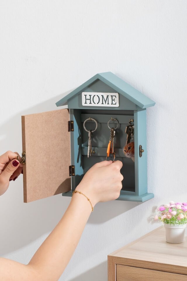 Porsima 2073 Duvara Montajlı Dekoratif Anahtarlık Dolabı - Anahtar Askılığı Saklama Kabini 17X27,5cm