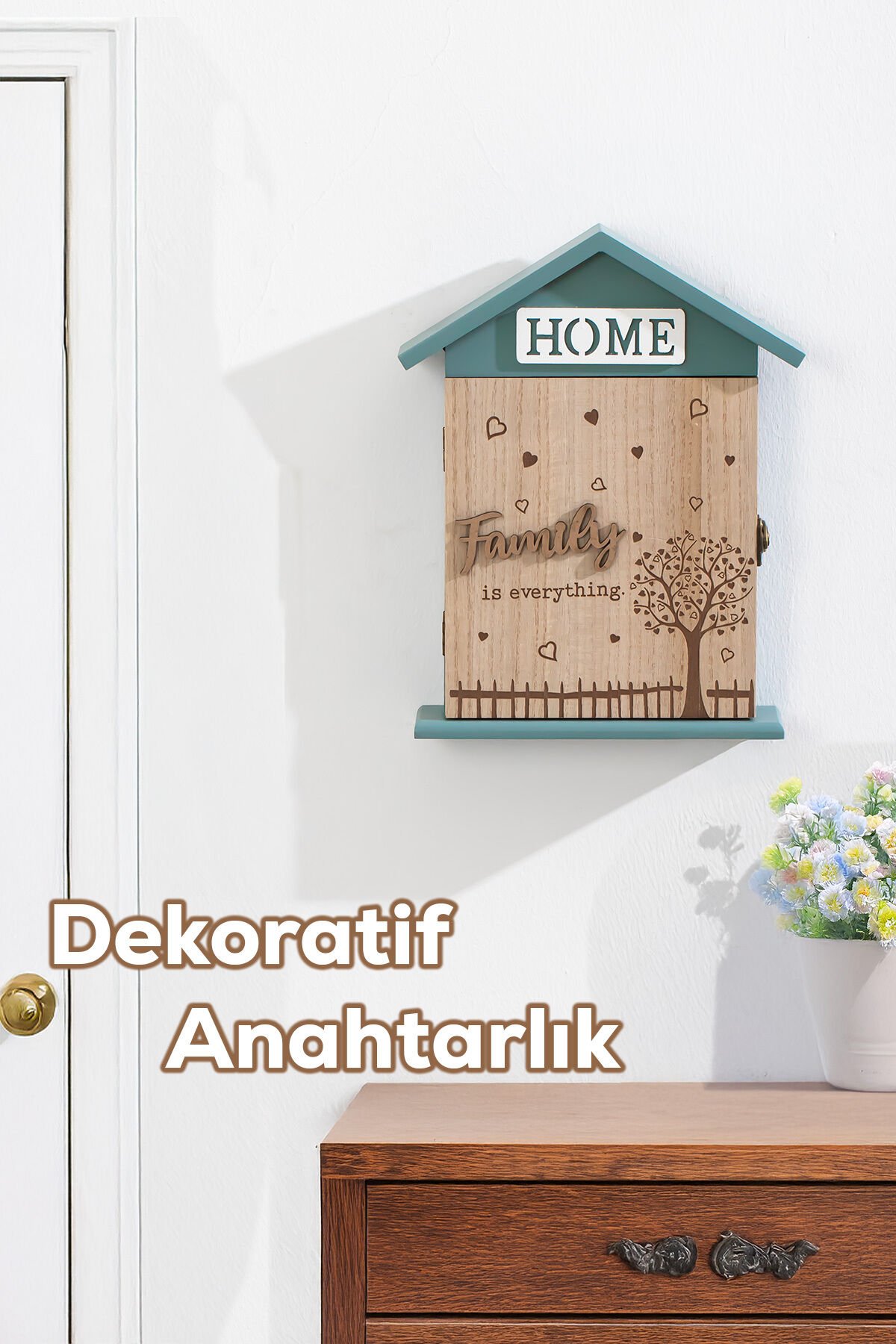 Porsima 2073 Duvara Montajlı Dekoratif Anahtarlık Dolabı - Anahtar Askılığı Saklama Kabini 17X27,5cm