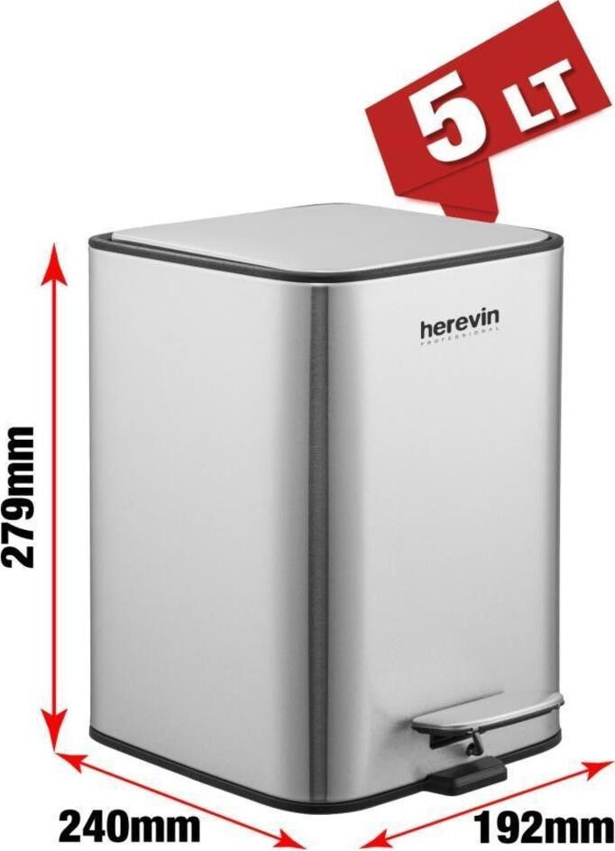 Herevin 5 Lt Paslanmaz Çelik Çöp Kovası