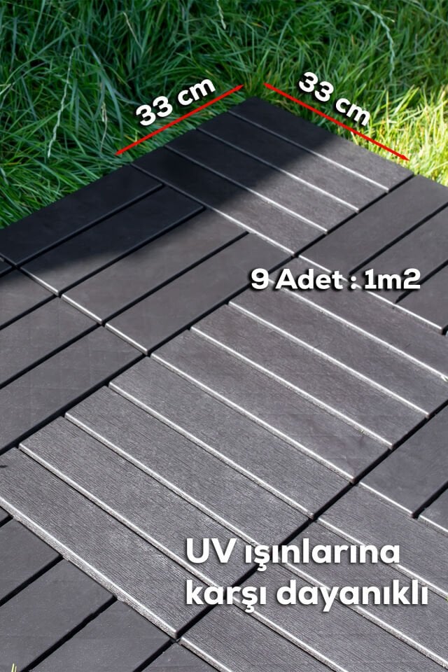 Porsima 1066 9lu Bahçe Balkon Teras Zemin Döşemesi Banyo Paspası Sert Plastik Dış Mekan Karosu Antrasit