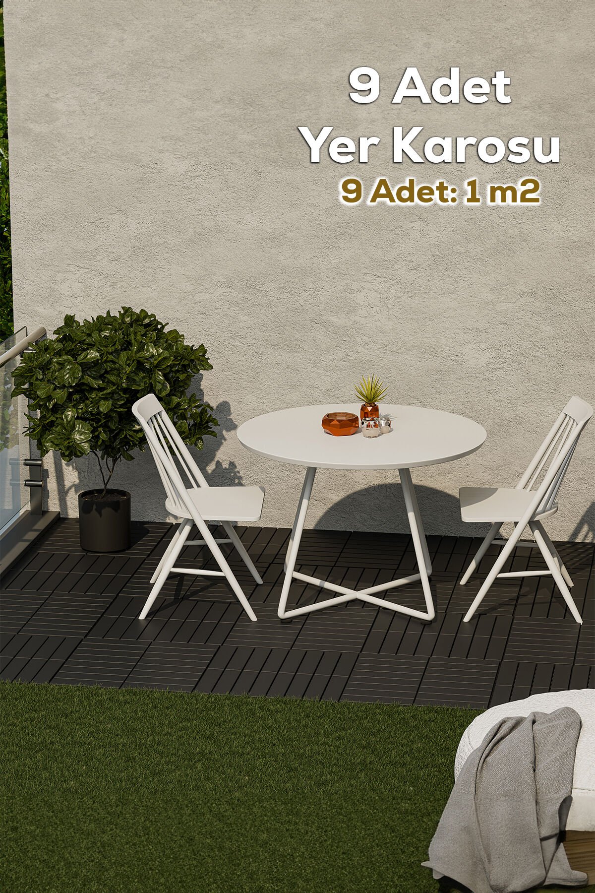Porsima 1066 9lu Bahçe Balkon Teras Zemin Döşemesi Banyo Paspası Sert Plastik Dış Mekan Karosu Antrasit