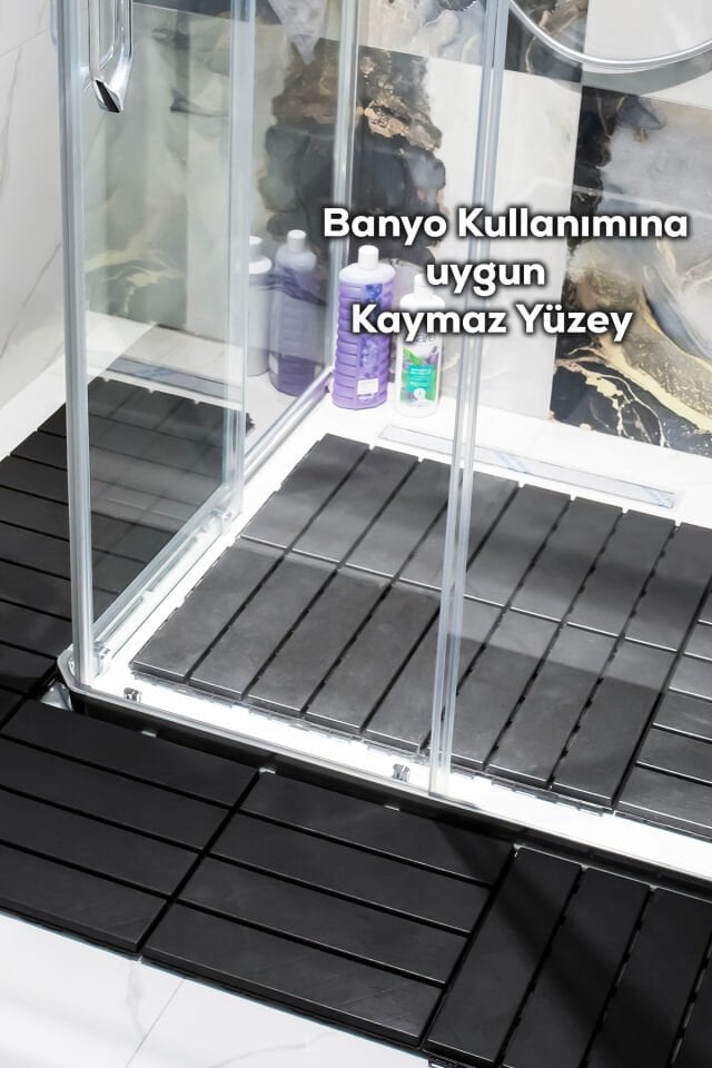 Porsima 1066 12li Bahçe Balkon Teras Zemin Döşemesi Banyo Paspası Sert Plastik Dış Mekan Karosu Antrasit