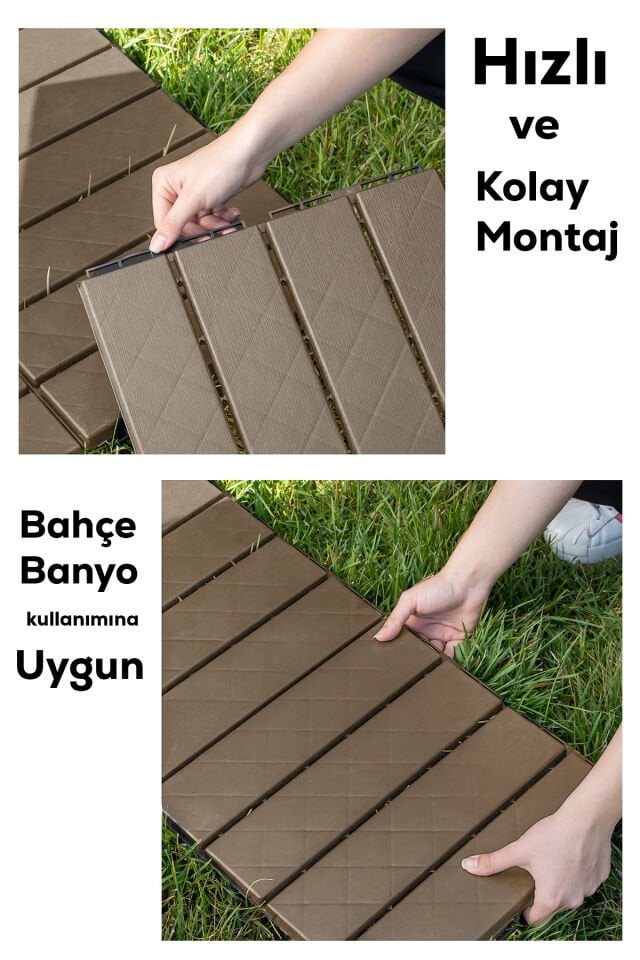 Porsima 1177 12li Bahçe Balkon Teras Zemin Paspası Banyo Paspası Dış Mekan Yer Karosu Latte