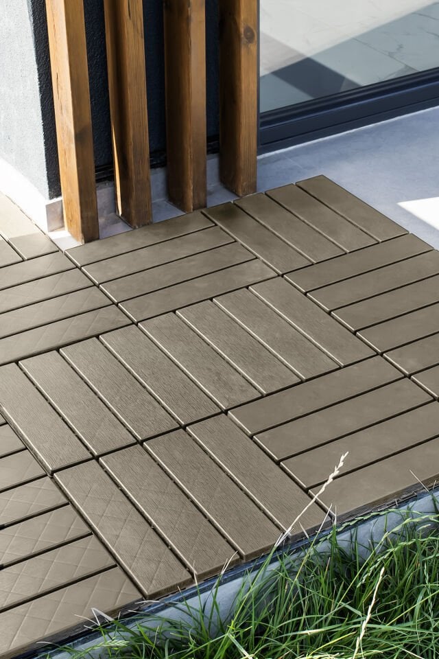 Porsima 1177 12li Bahçe Balkon Teras Zemin Paspası Banyo Paspası Dış Mekan Yer Karosu Latte