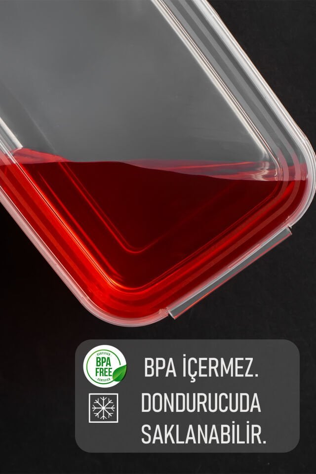 Porsima 4302 5'li Buzluk Düzenleyici Saklama Kabı Kendinden Kapaklı Derin Dondurucu Saklama Kabı 2Lt Şeffaf