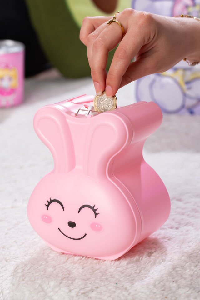 Porsima 041 Pvc Anahtarlı Kilitli Gülenyüz Kumbara Pembe 12,5X15,5cm