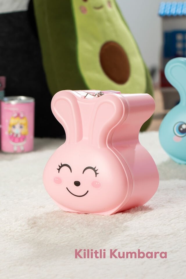 Porsima 041 Pvc Anahtarlı Kilitli Gülenyüz Kumbara Pembe 12,5X15,5cm