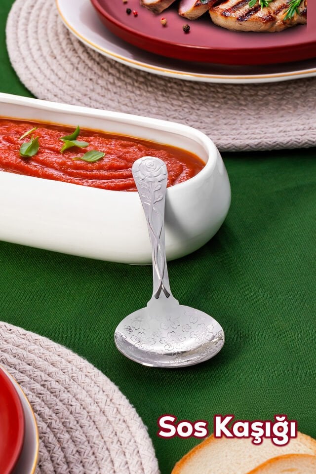 Porsima 5216 Metal Gümüş Sos Kaşığı-Kaşık 13 cm