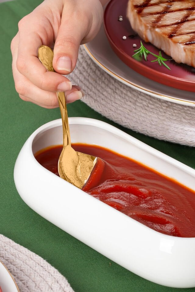 Porsima 5217 Metal Gold Sos Kaşığı-Kaşık 13cm