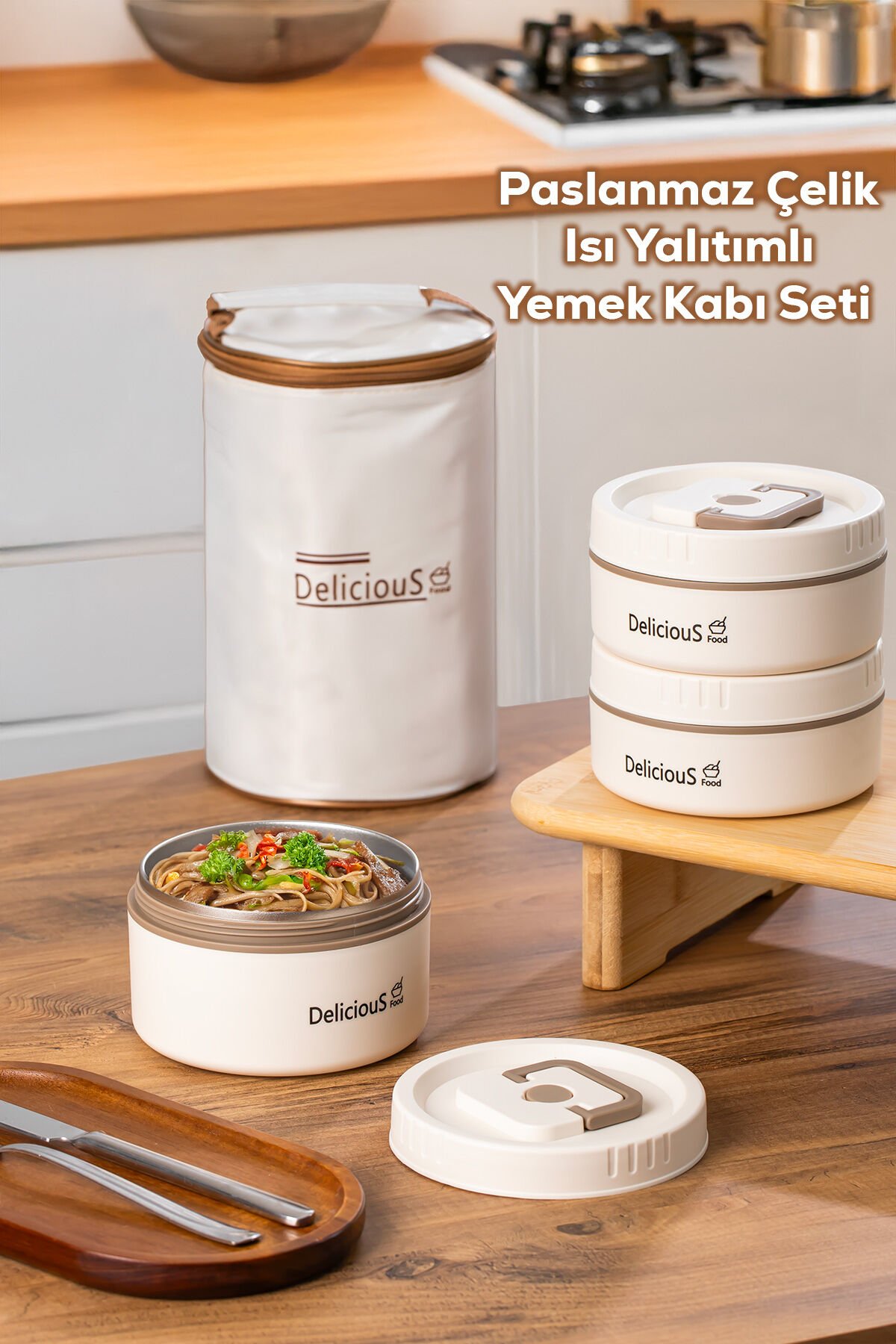 Porsima 3112 Isı Yalıtımlı Çanta Paslanmaz Çelik 3 Parça Vakumlu Yemek Termosu Beslenme Kutusu Taşınabilir Lunch Box Sefer Tası