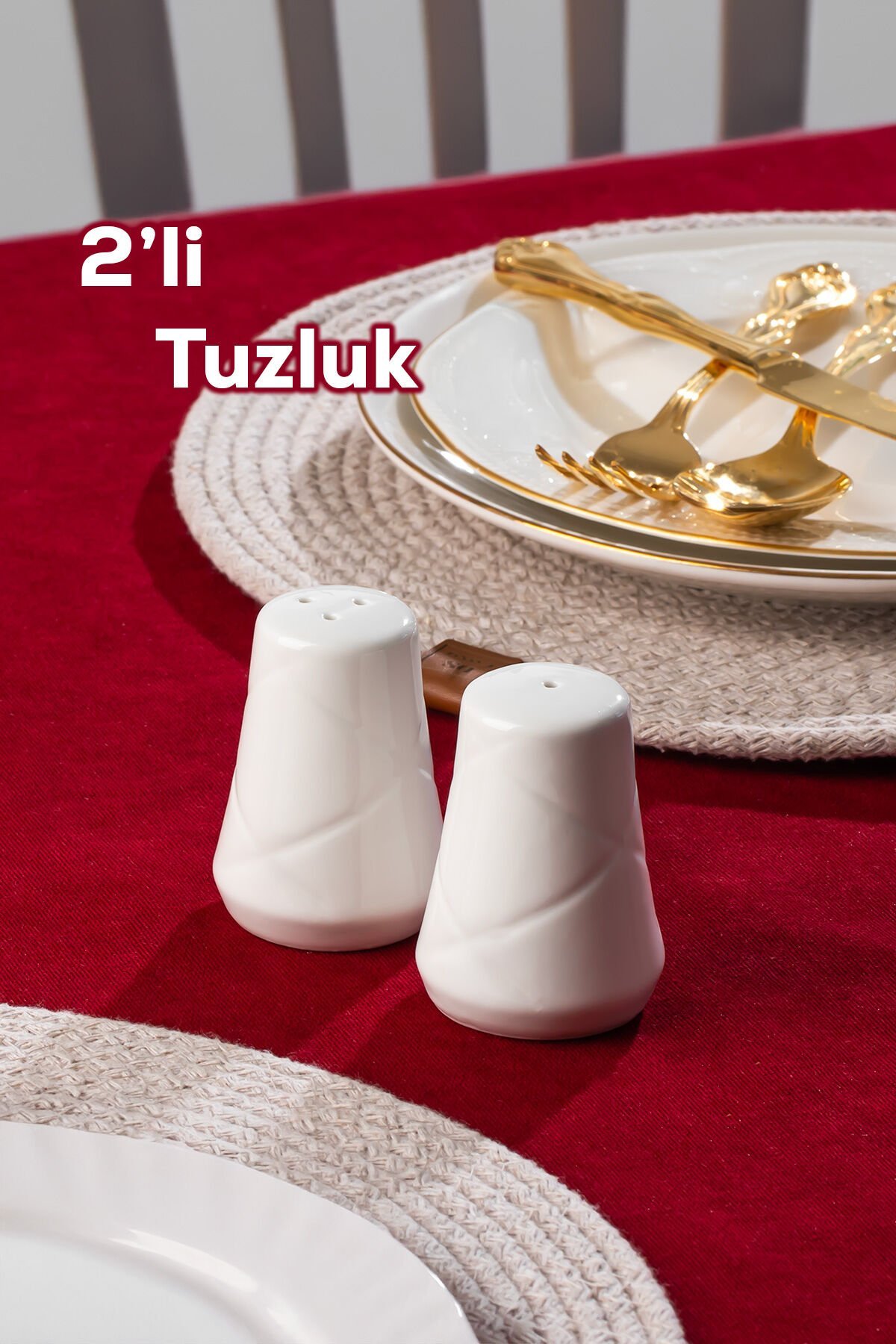 Porsima 2335 Güneş 2li Porselen Tuzluk Biberlik Seti Beyaz - 7x5cm