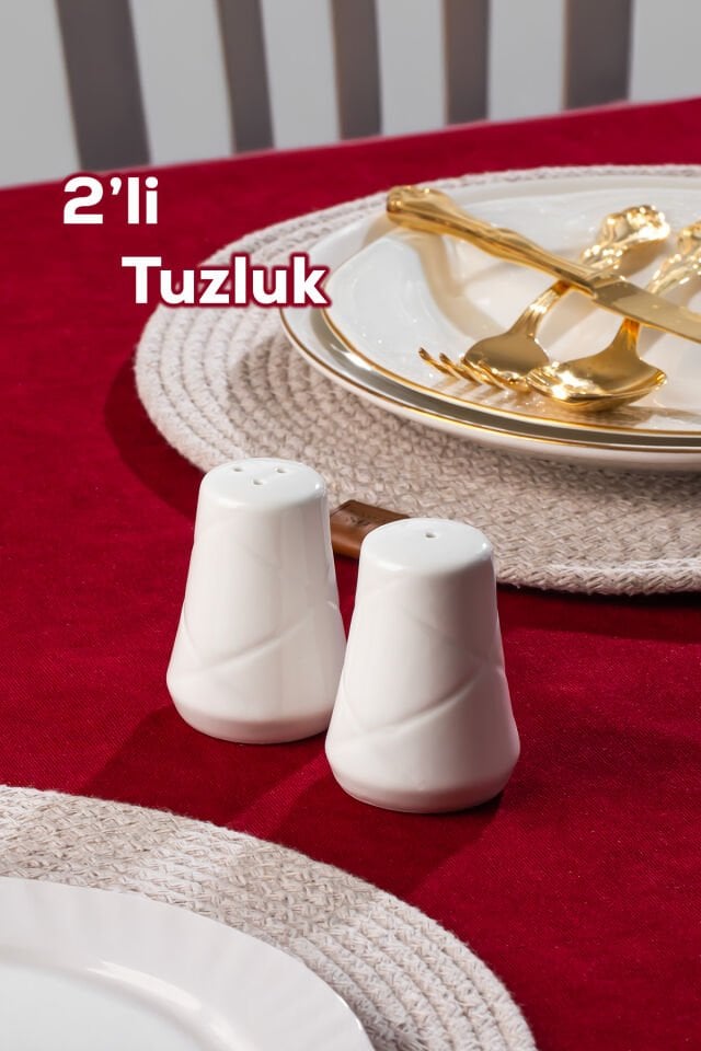 Porsima 2335 Güneş 2li Porselen Tuzluk Biberlik Seti Beyaz - 7x5cm