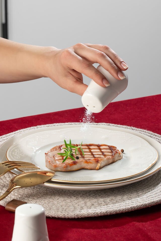Porsima 2335 Güneş 2li Porselen Tuzluk Biberlik Seti Beyaz - 7x5cm