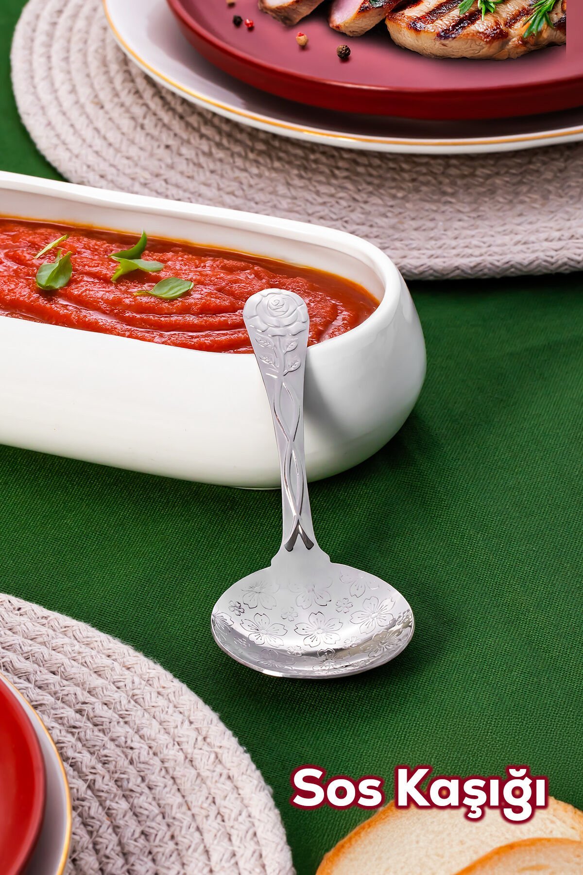 Porsima 5216 Metal Gümüş 2li Sos Kaşığı 13cm