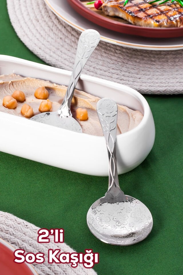 Porsima 5216 Metal Gümüş 2li Sos Kaşığı 13cm