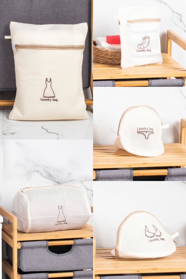 Porsima 3131 5 Parça Çamaşır Yıkama Filesi Fermuarlı Bölmeli Ayakkabı Yıkama Filesi Deforme Önleyici Torba