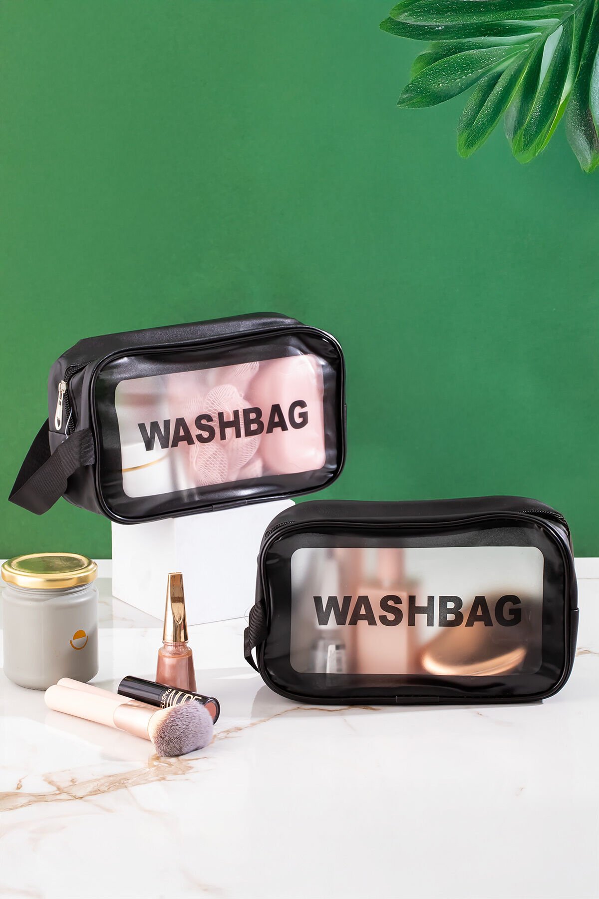 Porsima 3140 Şeffaf Seyahat ve Makyaj Çantası Su Geçirmez Organizer Washbag 21x13cm