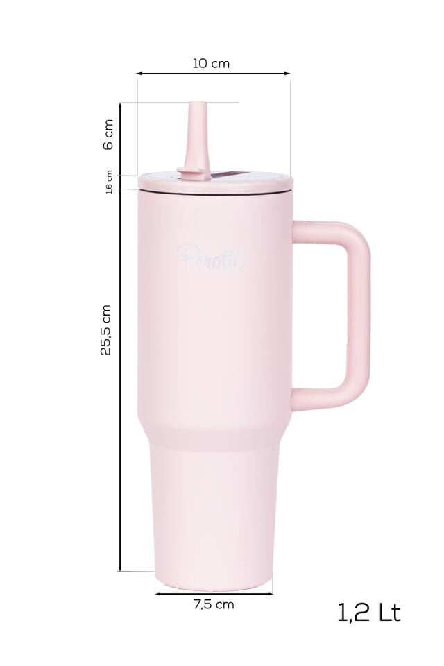 Perotti 17238-2 Colte V2 Paslanmaz Çelik Sporcu Termos Bardak Matara Pembe 1,2 Lt