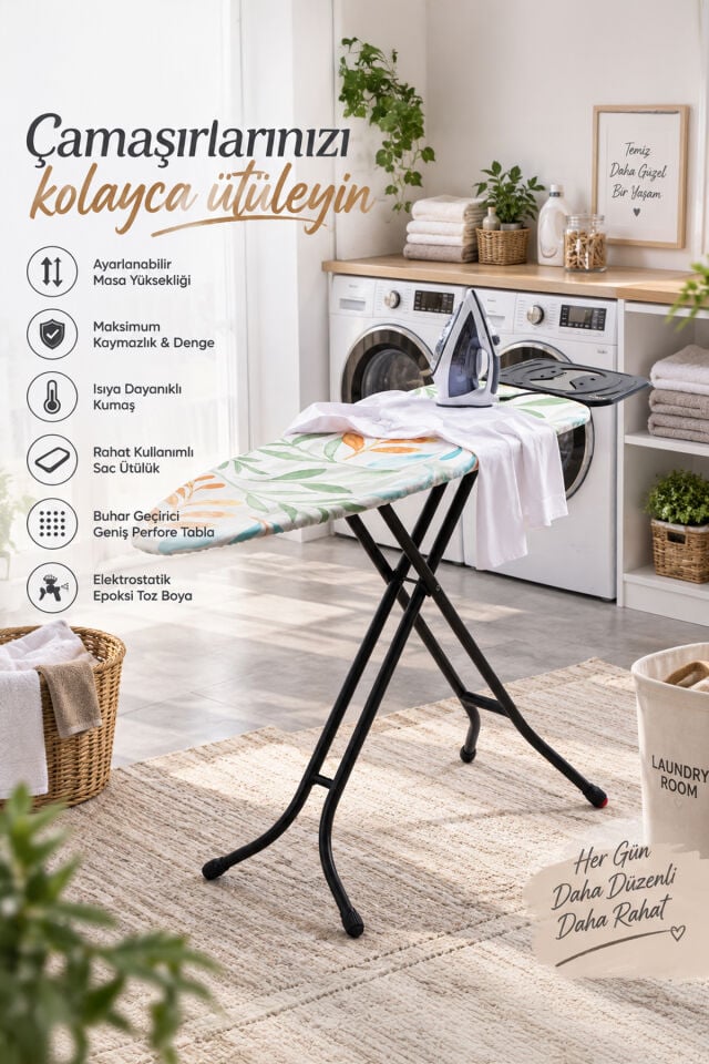 Perilla SBS15016-79 Alsu Orta Boy Ütü Masası Antrasit 30*97 cm