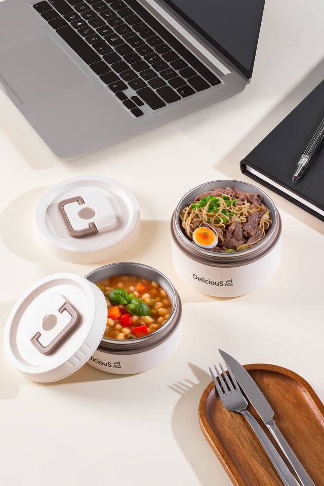 Porsima 3113 Isı Yalıtımlı Çanta Paslanmaz Çelik 2 Parça Vakumlu Yemek Termosu Beslenme Kutusu Taşınabilir Lunch Box Sefer Tası