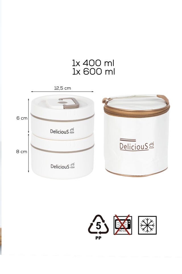 Porsima 3113 Isı Yalıtımlı Çanta Paslanmaz Çelik 2 Parça Vakumlu Yemek Termosu Beslenme Kutusu Taşınabilir Lunch Box Sefer Tası