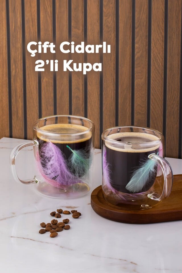 Perotti 16792 Double Feather Çift Cidarlı Kupa 2 Adet 300 ml