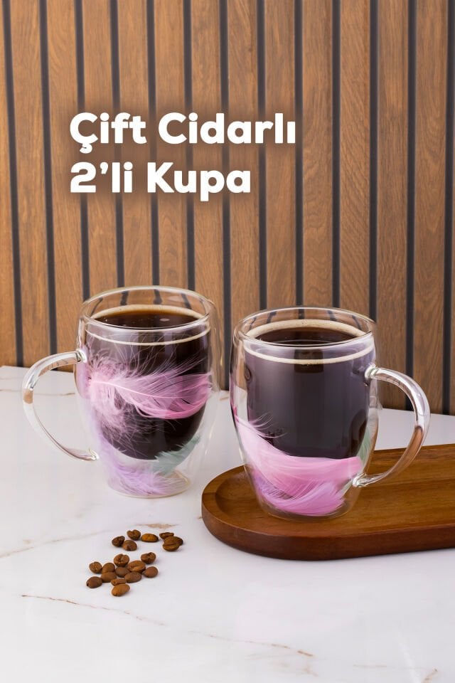 Perotti 16796 Double Feather Çift Cidarlı Kupa 2 Adet 350 ml