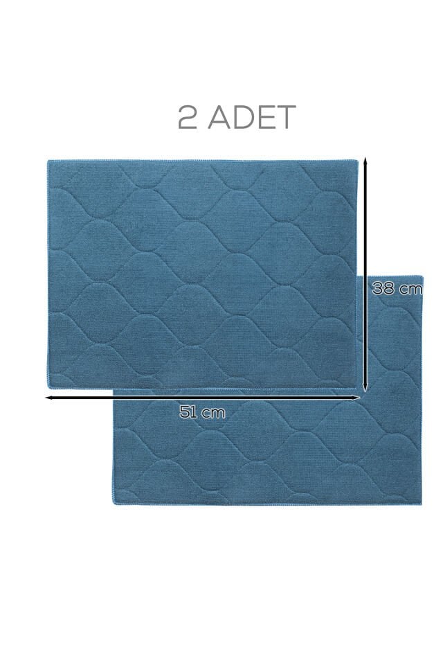 Porsima 3139-2 2li Mikrofiber Bulaşık Kurulama Matı Kurutma Örtüsü Tezgah Üstü Süper Emici Mavi 38*51 cm