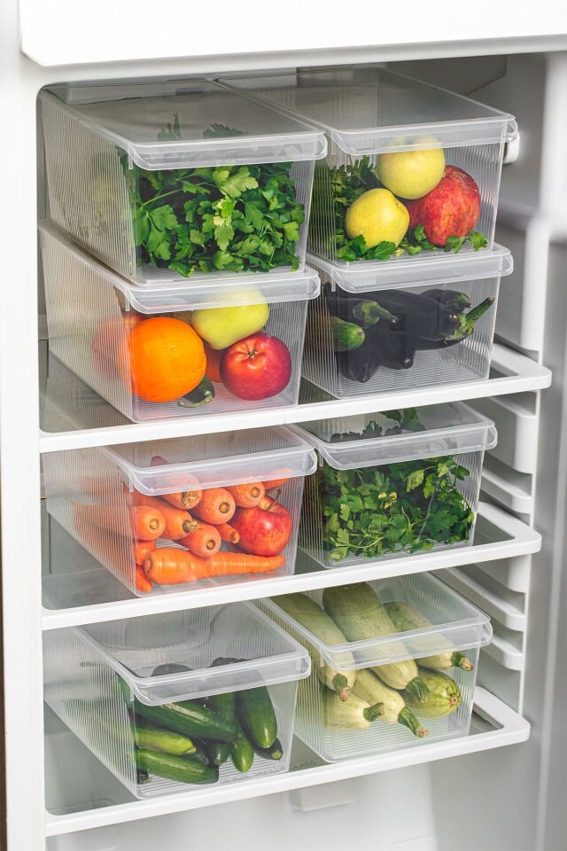 Porsima 3185 3 Adet Kapaklı Dolap İçi ve Buzdolabı İçi Düzenleyici Banyo Mutfak Organizeri 8 Litre