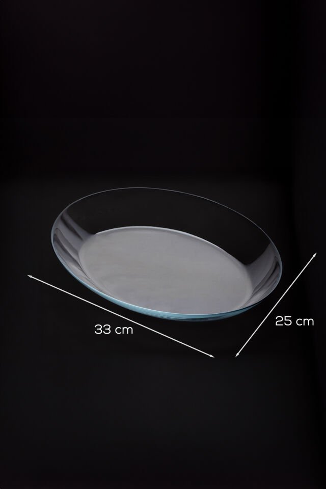 Paşabahçe 10336 6lı Oval Servis Tabak Seti - Şeffaf Cam Sunum Tabakları 25x33 cm