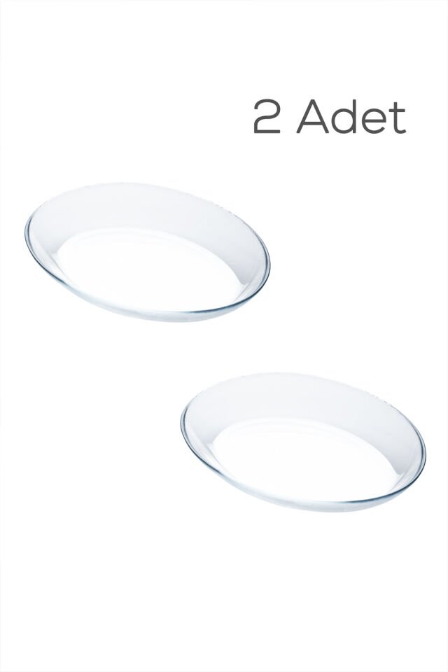 Paşabahçe 10357 2li Oval Servis Tabak Seti - Şeffaf Cam Sunum Tabakları 21x16 cm