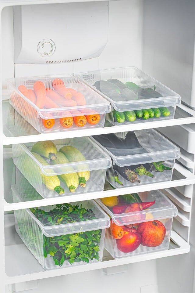 Porsima 6'lı Kapaklı Dolap İçi ve Buzdolabı İçi Düzenleyici Banyo Mutfak Organizeri (2 şer adet 4-6-8 Litre)