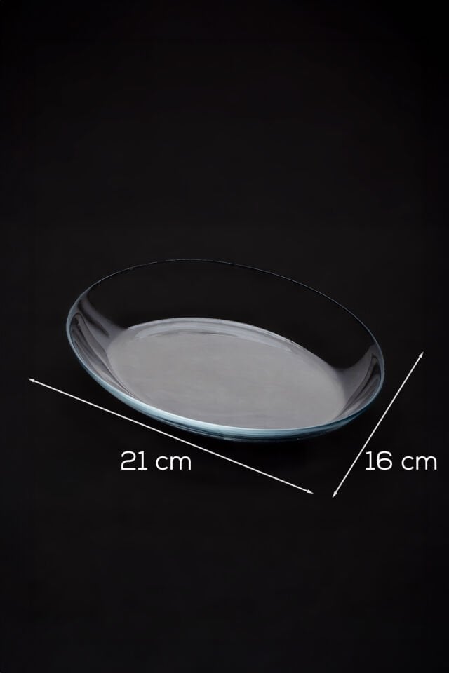 Paşabahçe 10357 4lü Oval Servis Tabak Seti - Şeffaf Cam Sunum Tabakları 21x16 cm