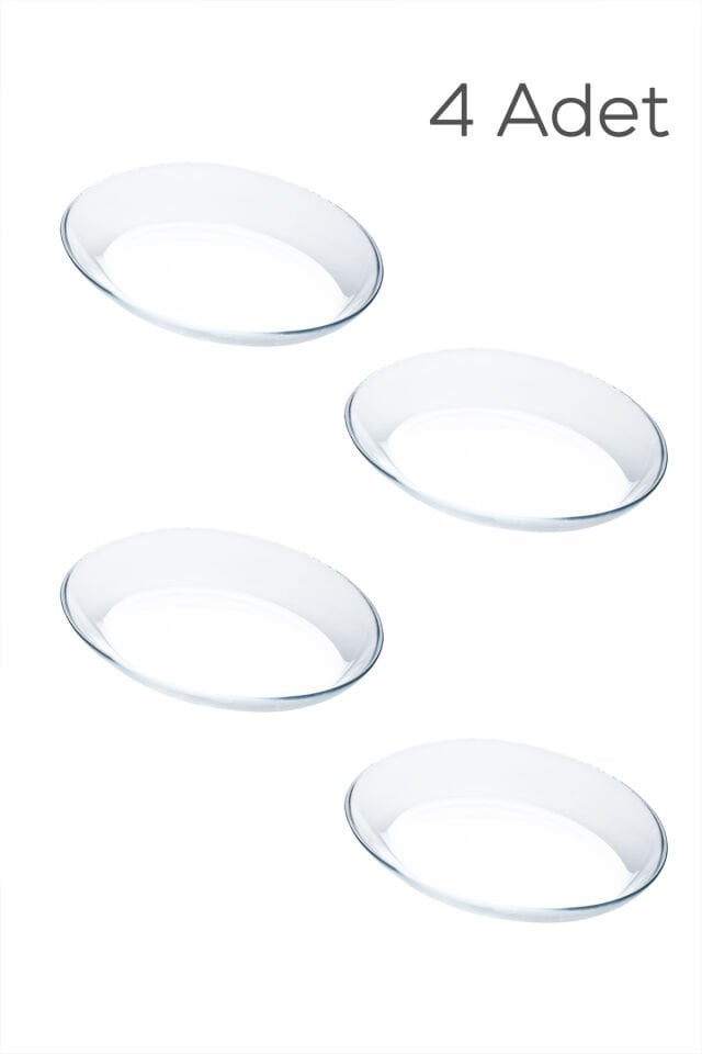 Paşabahçe 10357 4lü Oval Servis Tabak Seti - Şeffaf Cam Sunum Tabakları 21x16 cm