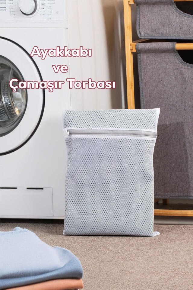 Porsima 3130 Çamaşır Yıkama Filesi Fermuarlı Bölmeli Ayakkabı Yıkama Filesi Deforme Önleyici Torba File