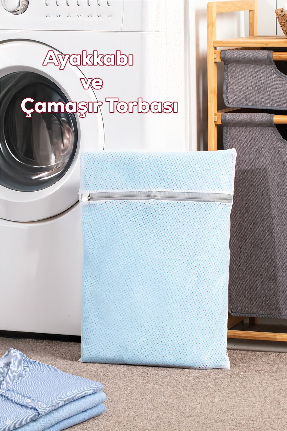 Porsima 3129 Çamaşır Yıkama Filesi Fermuarlı Bölmeli Ayakkabı Yıkama Filesi Deforme Önleyici Torba File