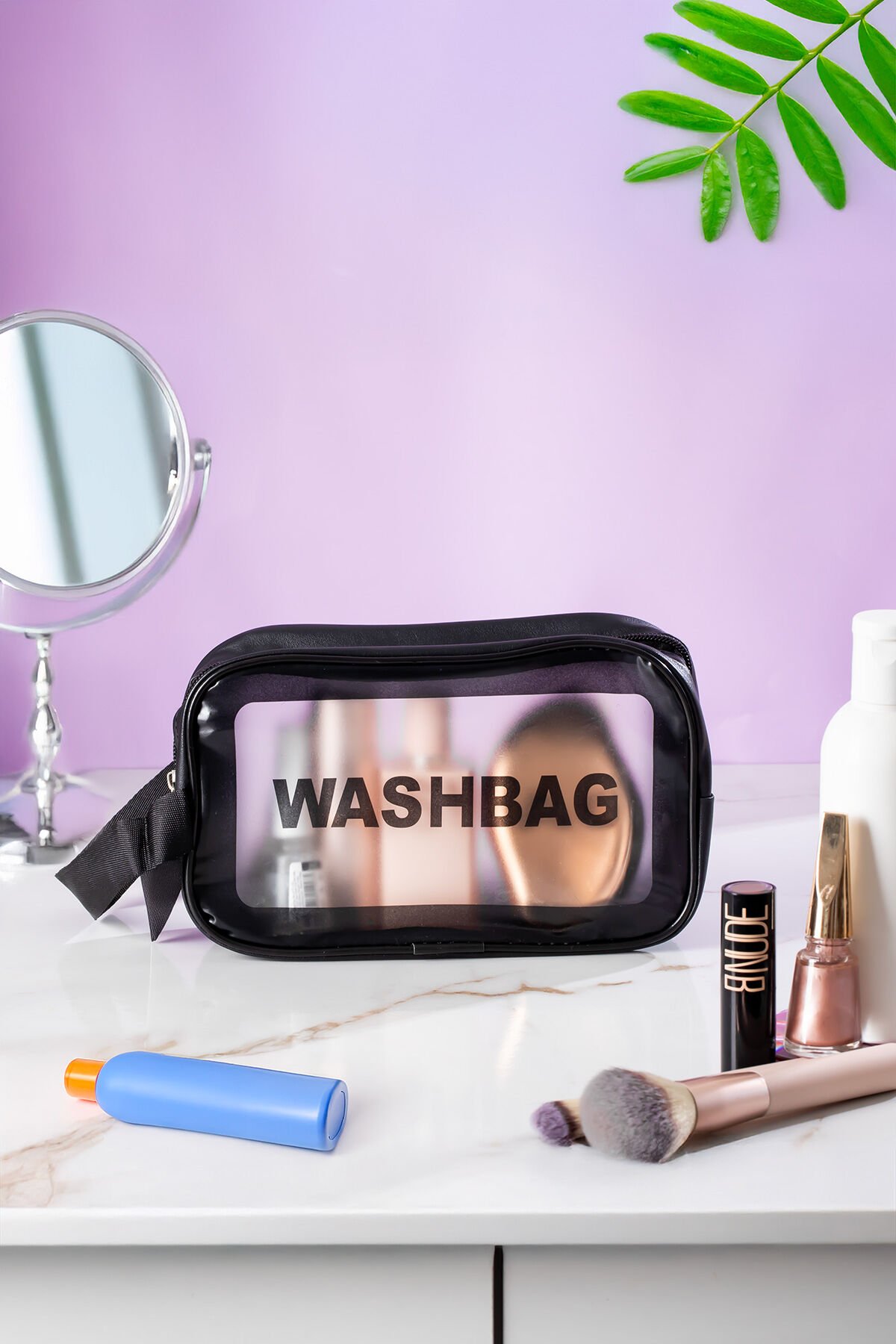 Porsima 3140 Şeffaf Seyahat ve Makyaj Çantası Su Geçirmez Organizer Washbag 21x13cm