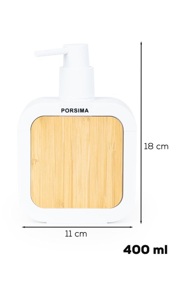 Porsima 3148 Banyo ve Mutfak Sıvı Sabunluk 400ML Beyaz-Ahşap
