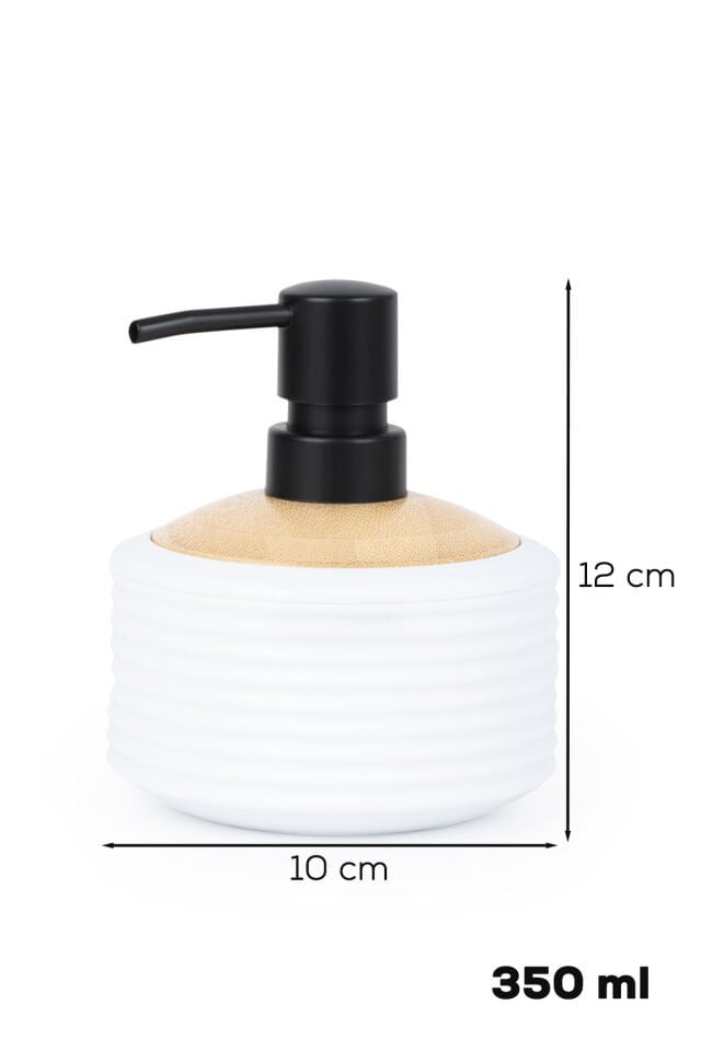 Porsima 3125 Banyo ve Mutfak Sıvı Sabunluk 350ML Beyaz-Ahşap