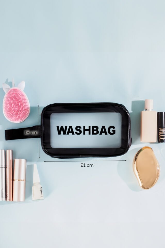 Porsima 3140 2li Şeffaf Seyahat ve Makyaj Çantası Su Geçirmez Organizer Washbag 21x13cm