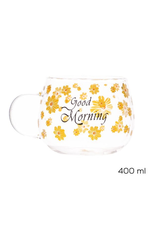 Porsima 2089 Borosilikat Isıya Ateşe Dayanıklı Cam Kulplu Çay Bardağı Kahve Bardak Kupa Sarı 400 ml